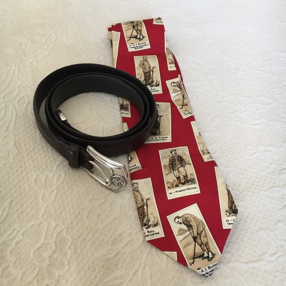 "Host pick" Golf America Italian leather belt & Gaede’s golf tie